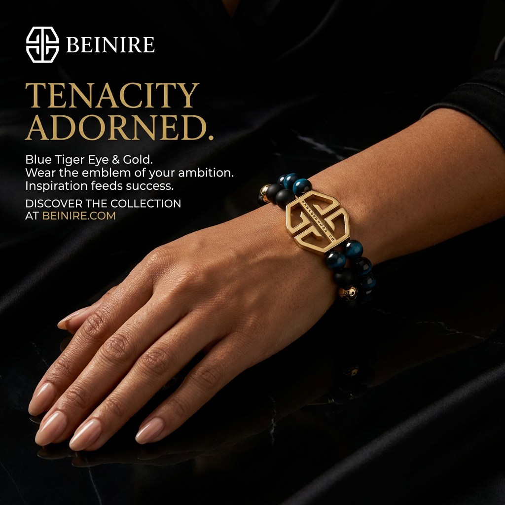 Beinire Tenacity Bracelet - Blue Tiger Eye & Gold